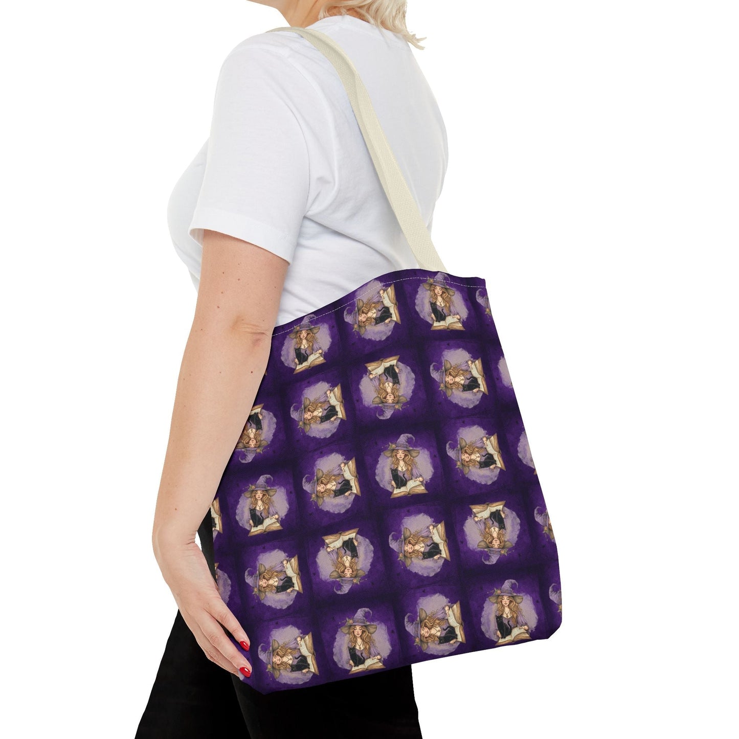 Vibrant Witchy Cat Lady Tote Bag