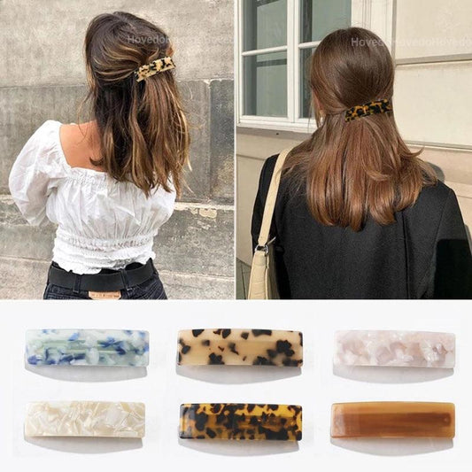 Vintage Acetate Rectangle Hairpins Hair Clips Solid Color Marble Print Side Clips Women Barrettes Hairgrips Gorgeous Hair Accessories For Women