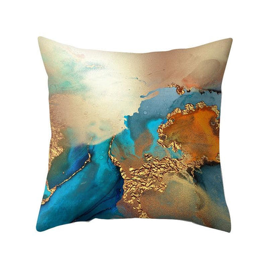 Vintage Art Pillow Print Cushion Cover Sofa Living Room Throw Pillow Covers Blue And Gold Modern Decorative Cushion Covers Charming Decrative Pillowcases
