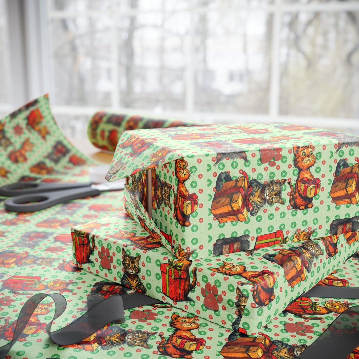 Vintage Cats Christmas Wrapping Paper