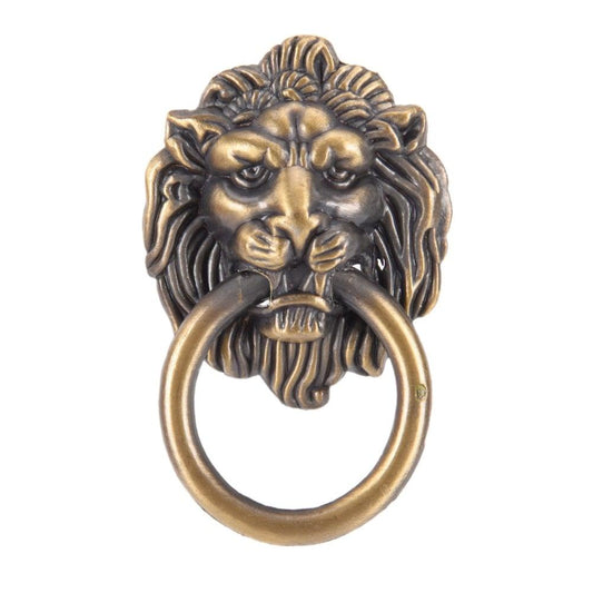 Vintage Lion Head Furniture Handle Lion Head With Ring Wardrobe Drawer Door Pull Retro Decoration Lion Head Pull Handle Knob Dresser