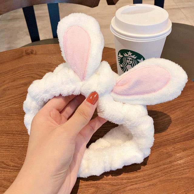 Wash Face Women Girls Hairbands Soft Warm Coral Fleece Bow Animal Ears Headbands Headwear Hair Bands Turban Gorgeous Hair Accessories For Women