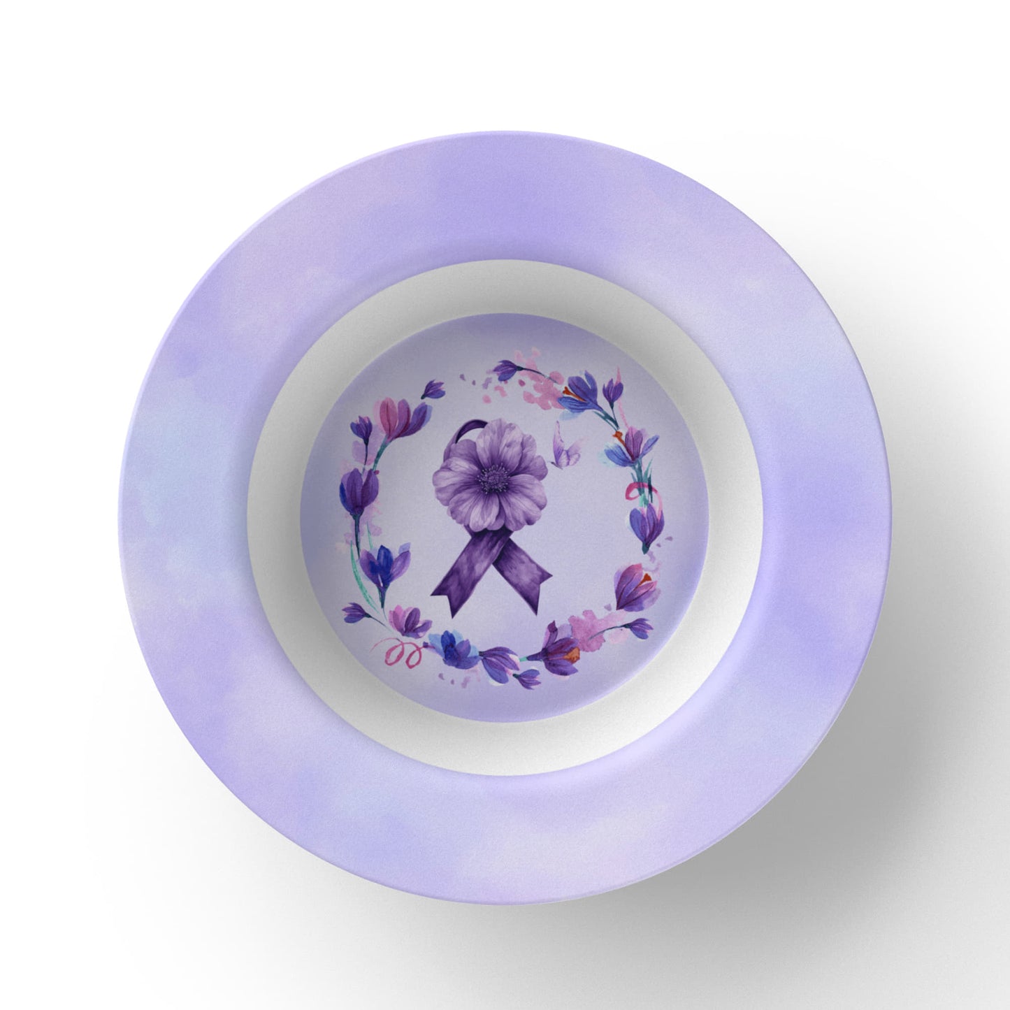 Watercolor Purple Ribbon Collectible Bowl