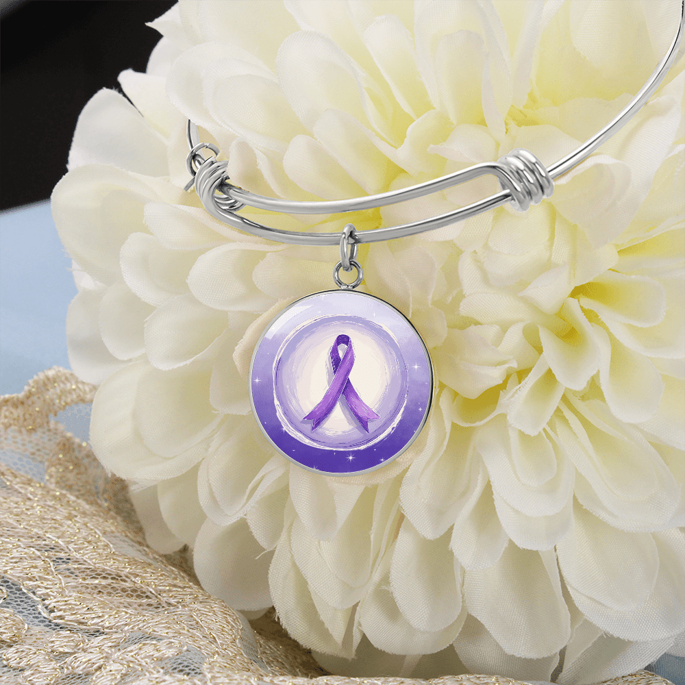 Watercolor Purple Ribbon Pendant Bracelet