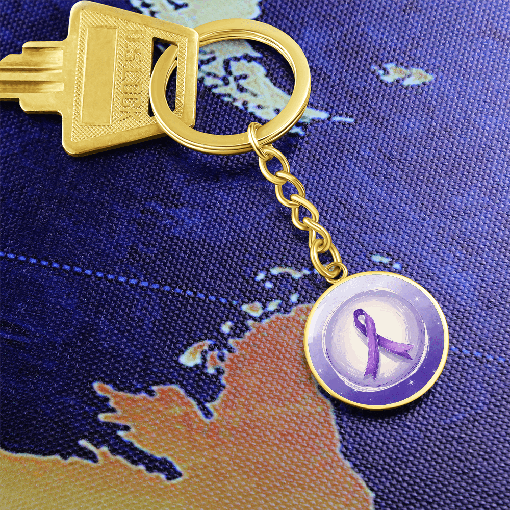 Watercolor Purple Ribbon Keychain