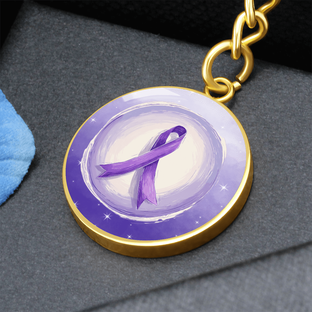 Watercolor Purple Ribbon Keychain