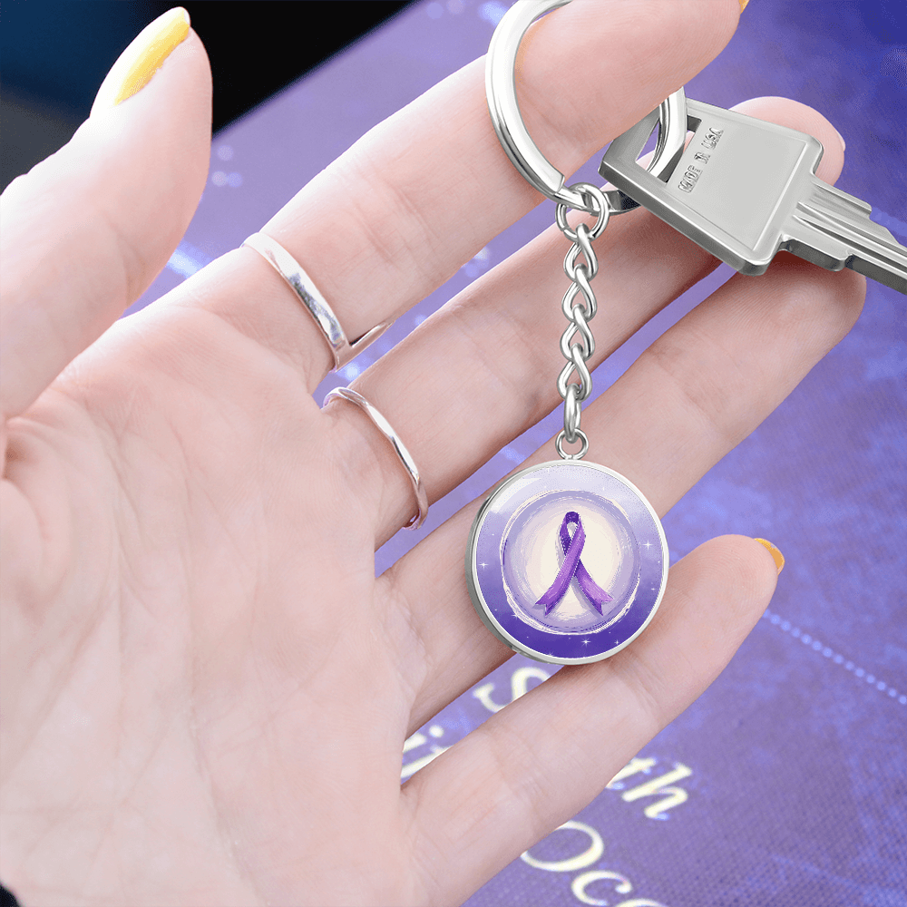 Watercolor Purple Ribbon Keychain
