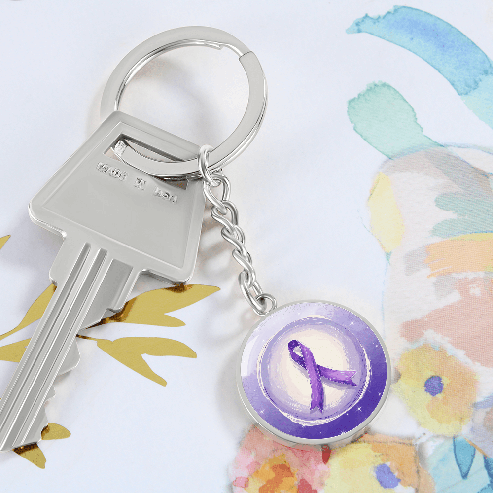 Watercolor Purple Ribbon Keychain