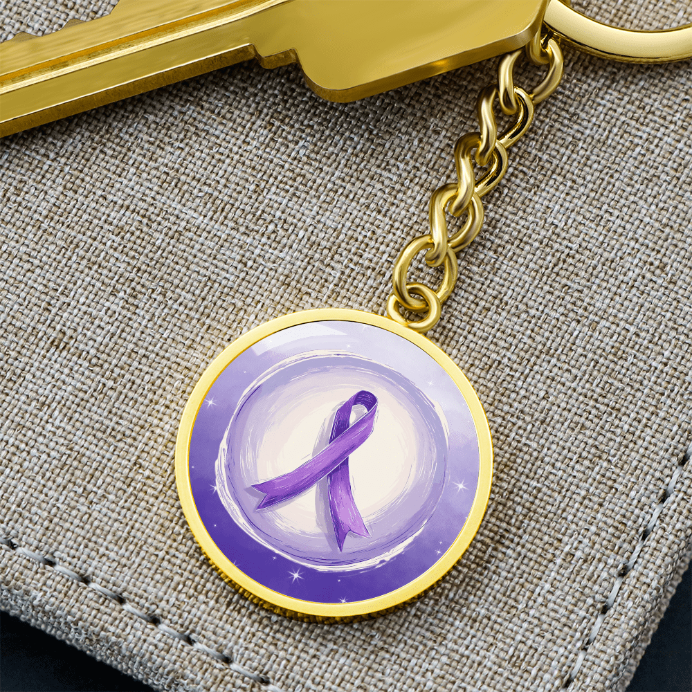Watercolor Purple Ribbon Keychain