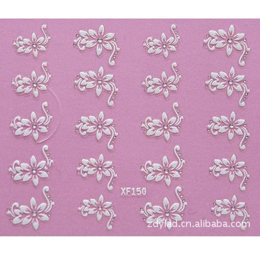 Waterproof Water Transfer Nails Art Sticker Fashion 3D Flower Design Girl And Women Manicure Tools Nail Decoration Decals Decorations Luxurious Nail Art Decoration White Feather Lace Flower Leaf Carving Design Exquisite Pattern Nail Art Supplies