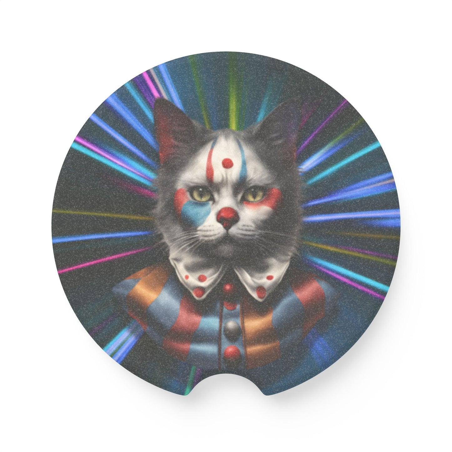 Clown Cat Car Coasters | Absorbent Soapstone Cup Holder Coasters