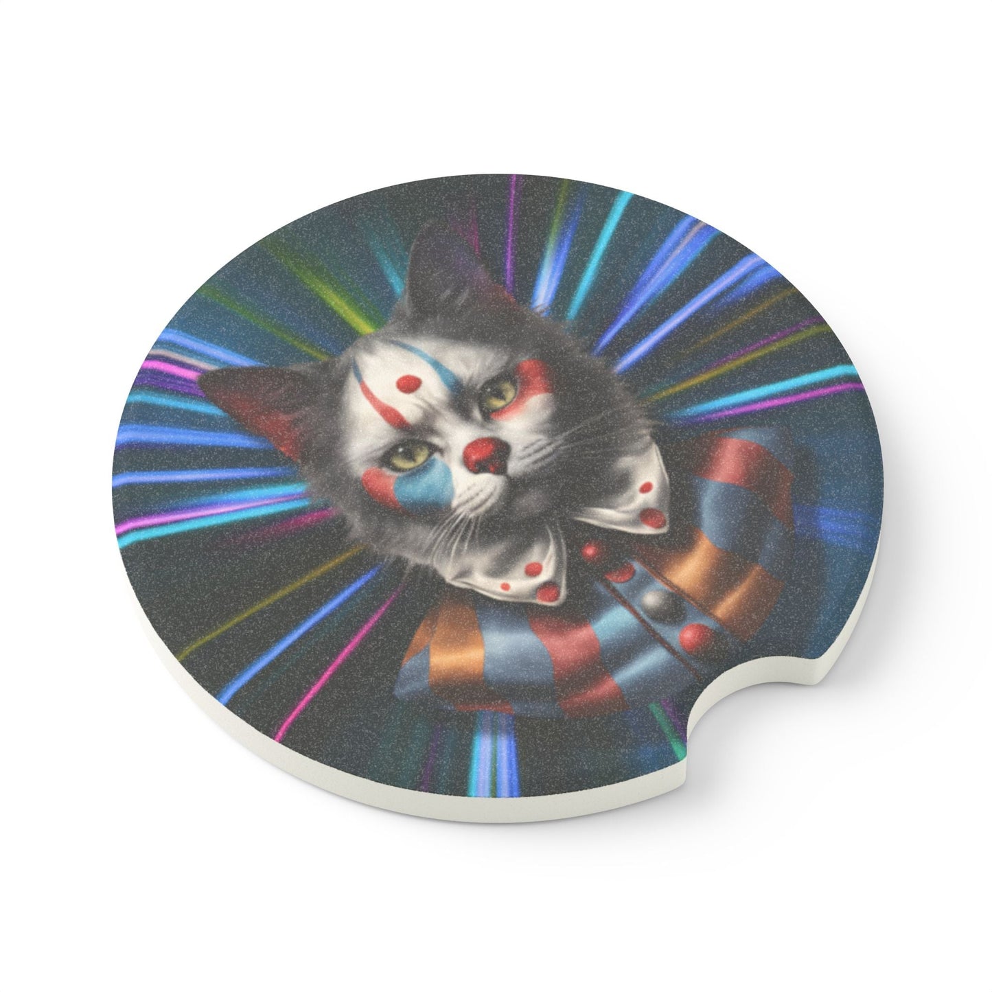 Clown Cat Car Coasters | Absorbent Soapstone Cup Holder Coasters