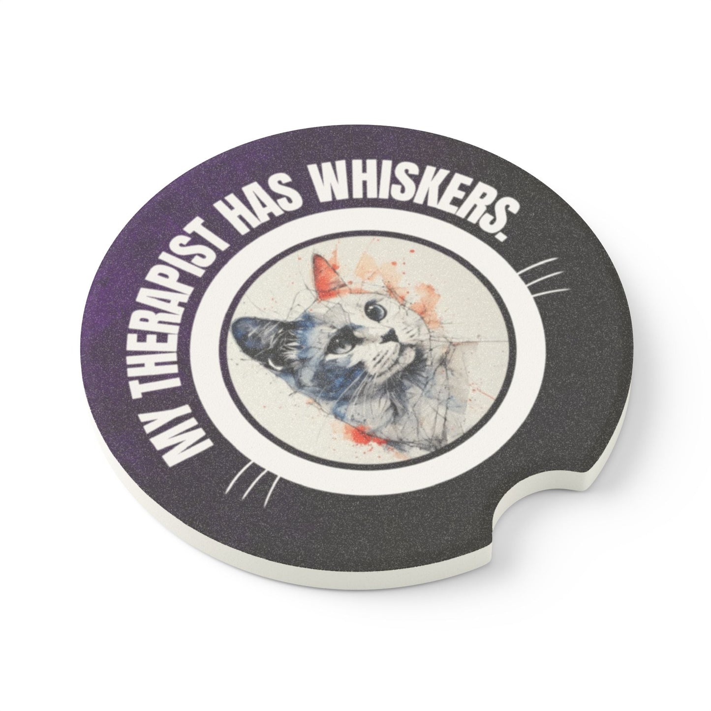 Whimsical Cat Therapy Soapstone Car Coasters
