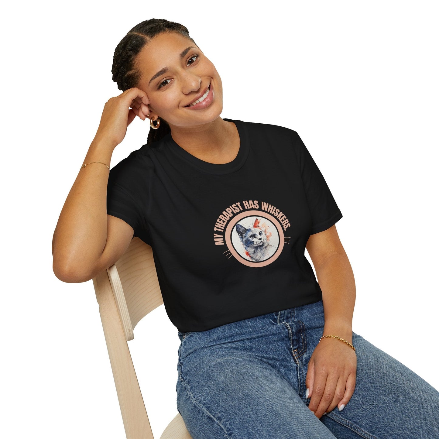 Whimsical Cat Therapy Unisex T-Shirt for Comfort and Style