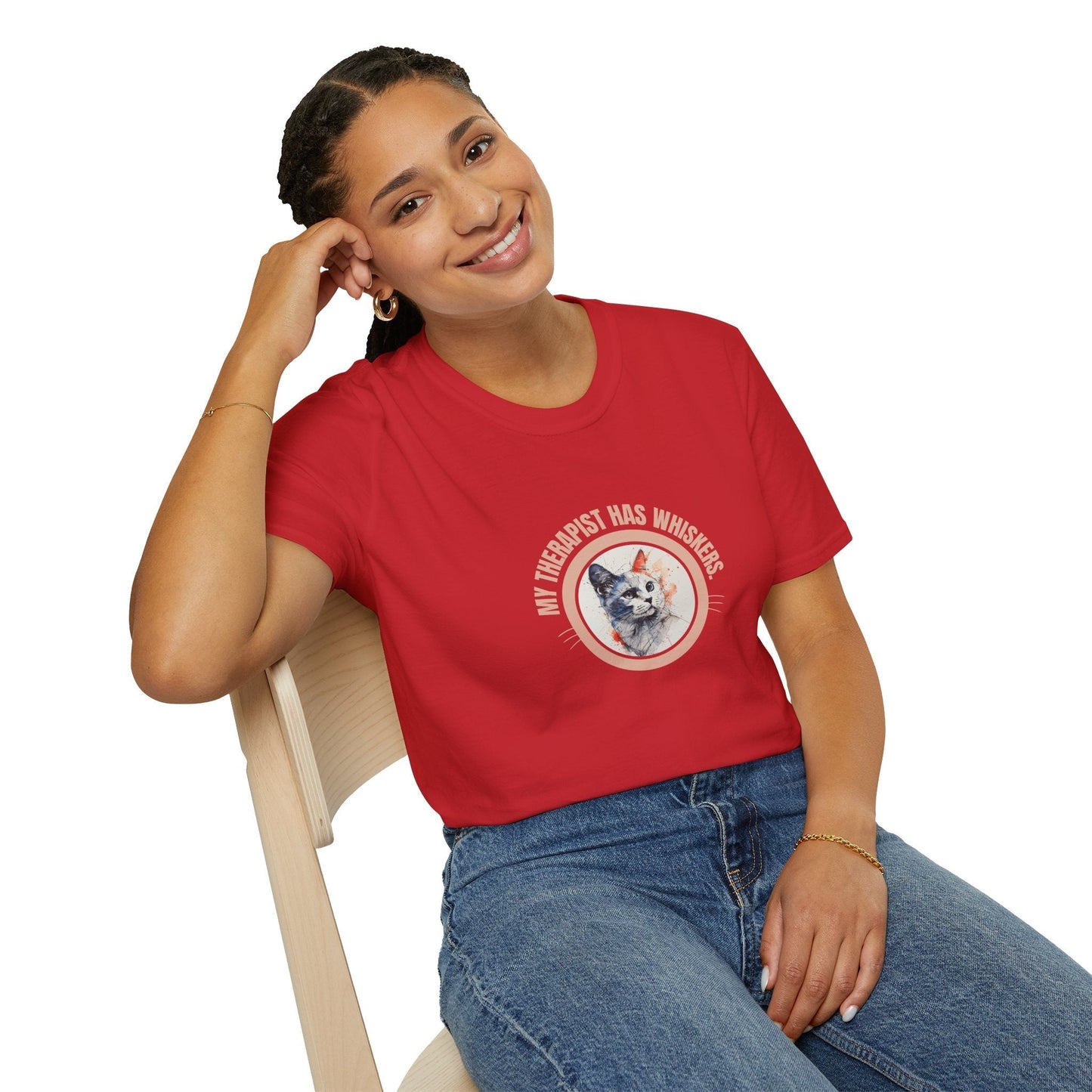 Whimsical Cat Therapy Unisex T-Shirt for Comfort and Style
