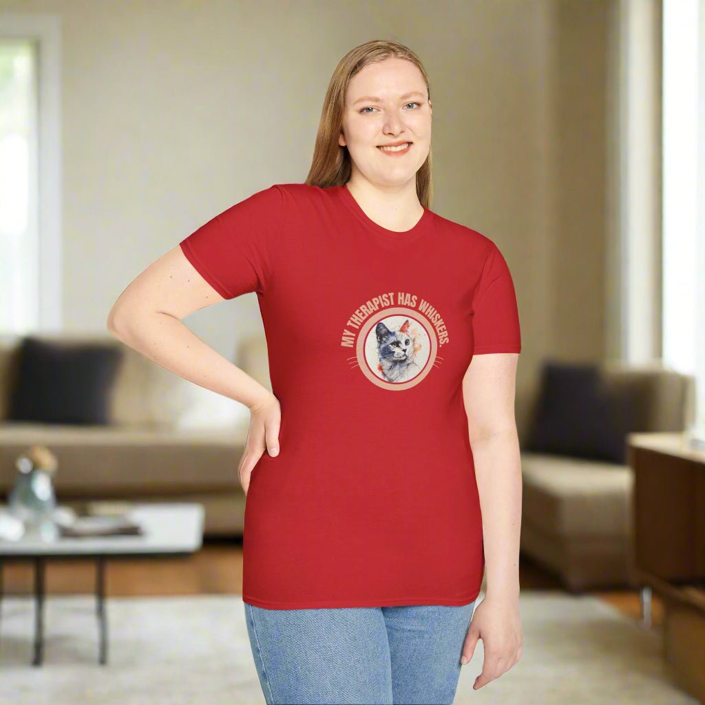 Whimsical Cat Therapy Unisex T-Shirt for Comfort and Style