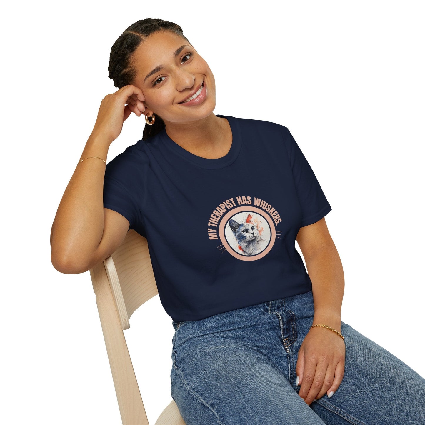 Whimsical Cat Therapy Unisex T-Shirt for Comfort and Style