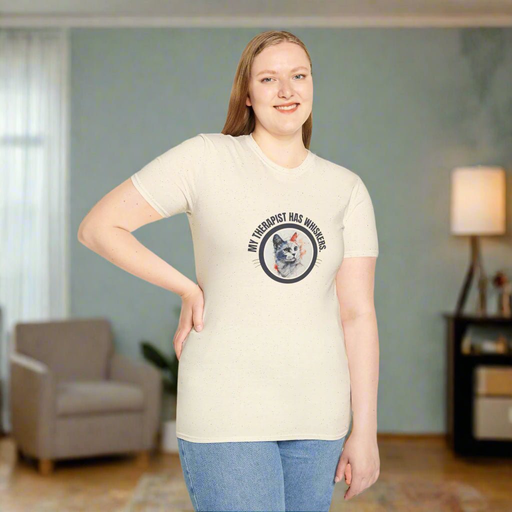 Whimsical Cat Therapy Unisex T-Shirt for Comfort and Style