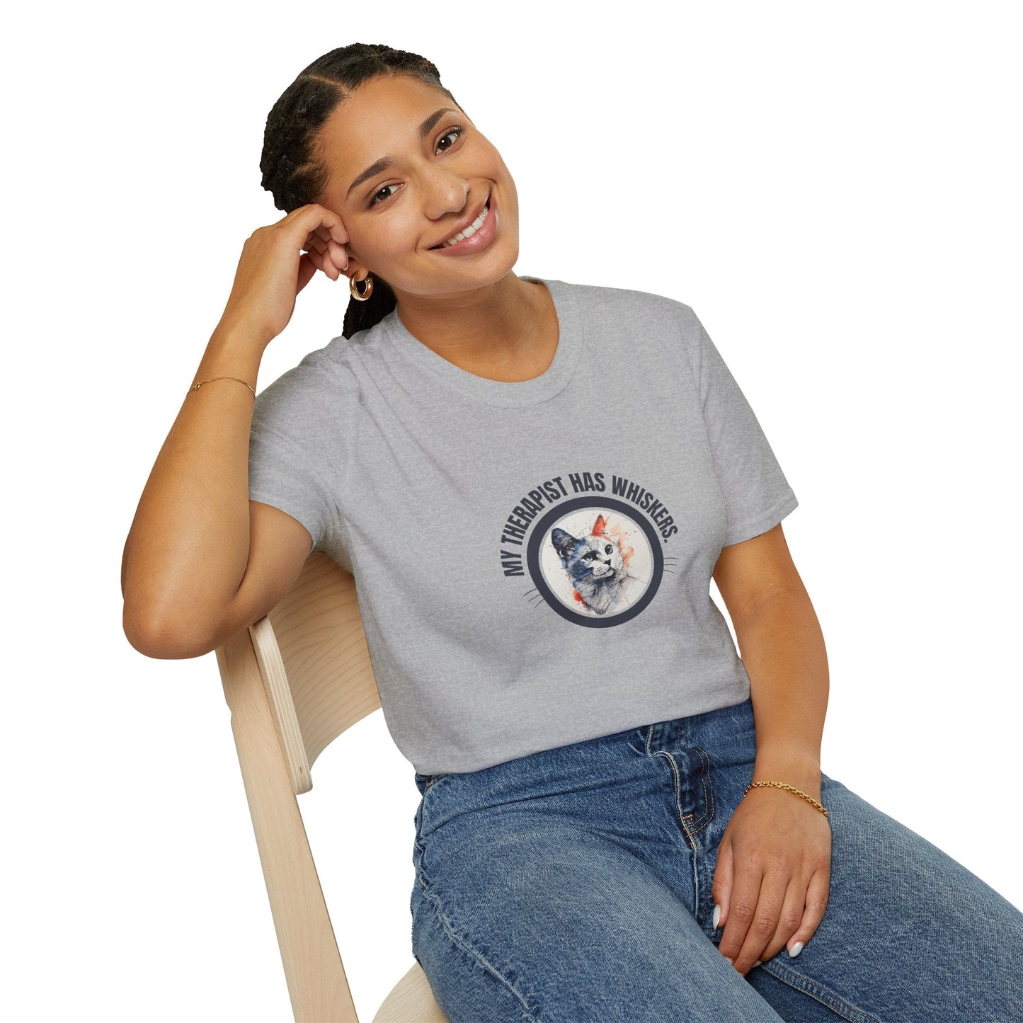 Whimsical Cat Therapy Unisex T-Shirt for Comfort and Style