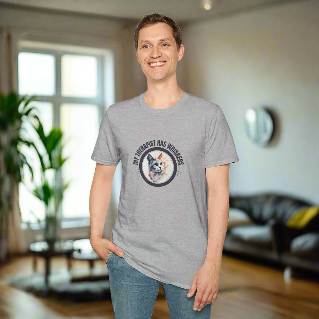 Whimsical Cat Therapy Unisex T-Shirt for Comfort and Style