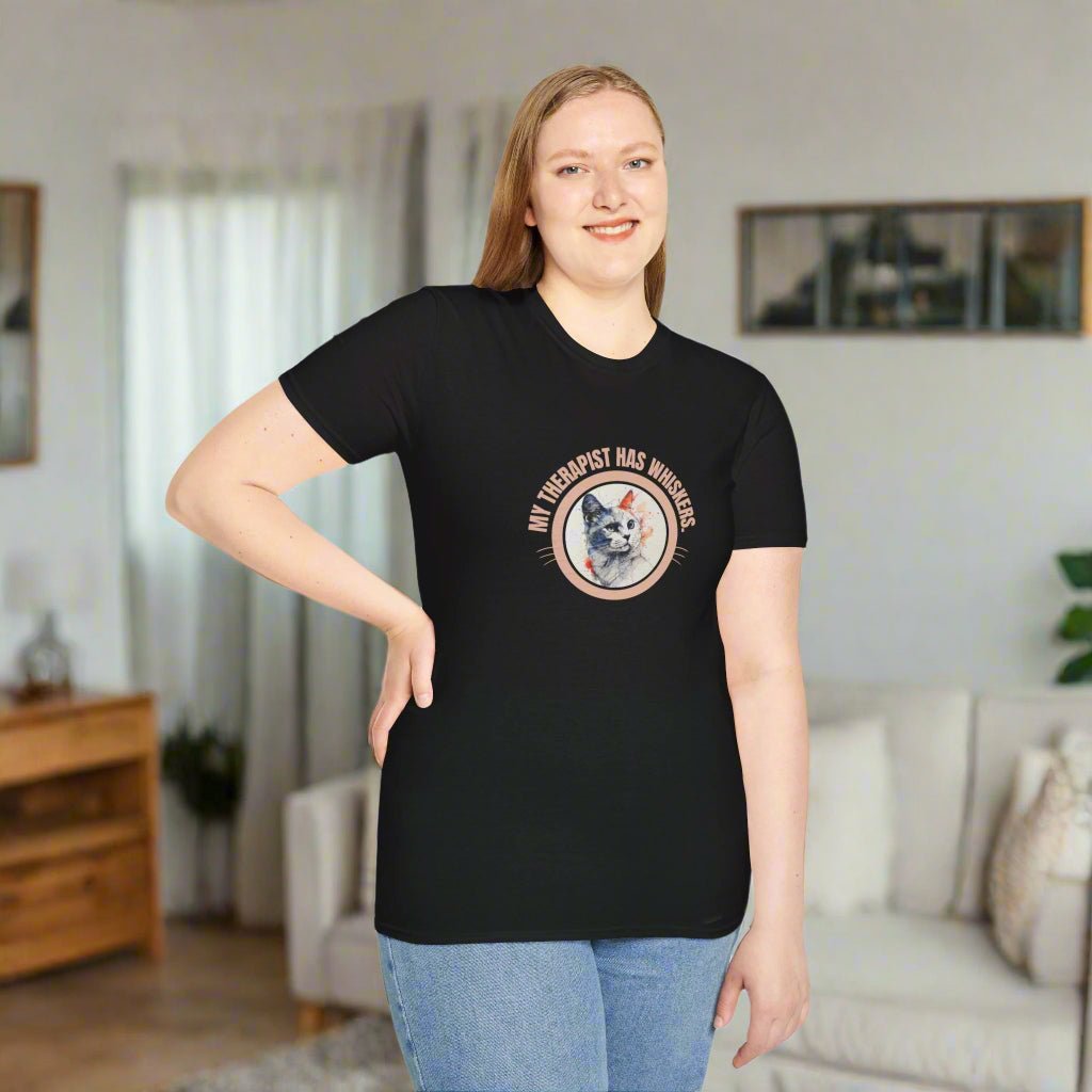 Whimsical Cat Therapy Unisex T-Shirt for Comfort and Style