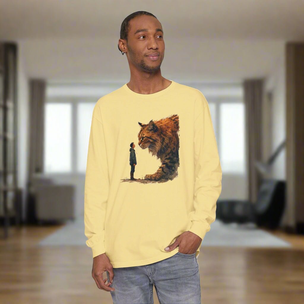 Whimsical Giant Cat Long-Sleeve T-Shirt