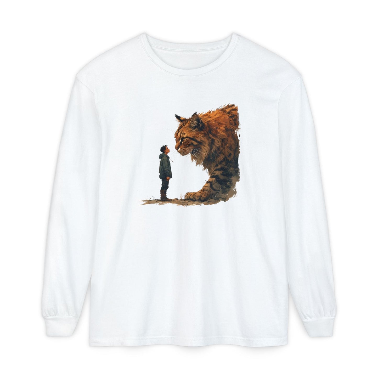 Whimsical Giant Cat Long-Sleeve T-Shirt