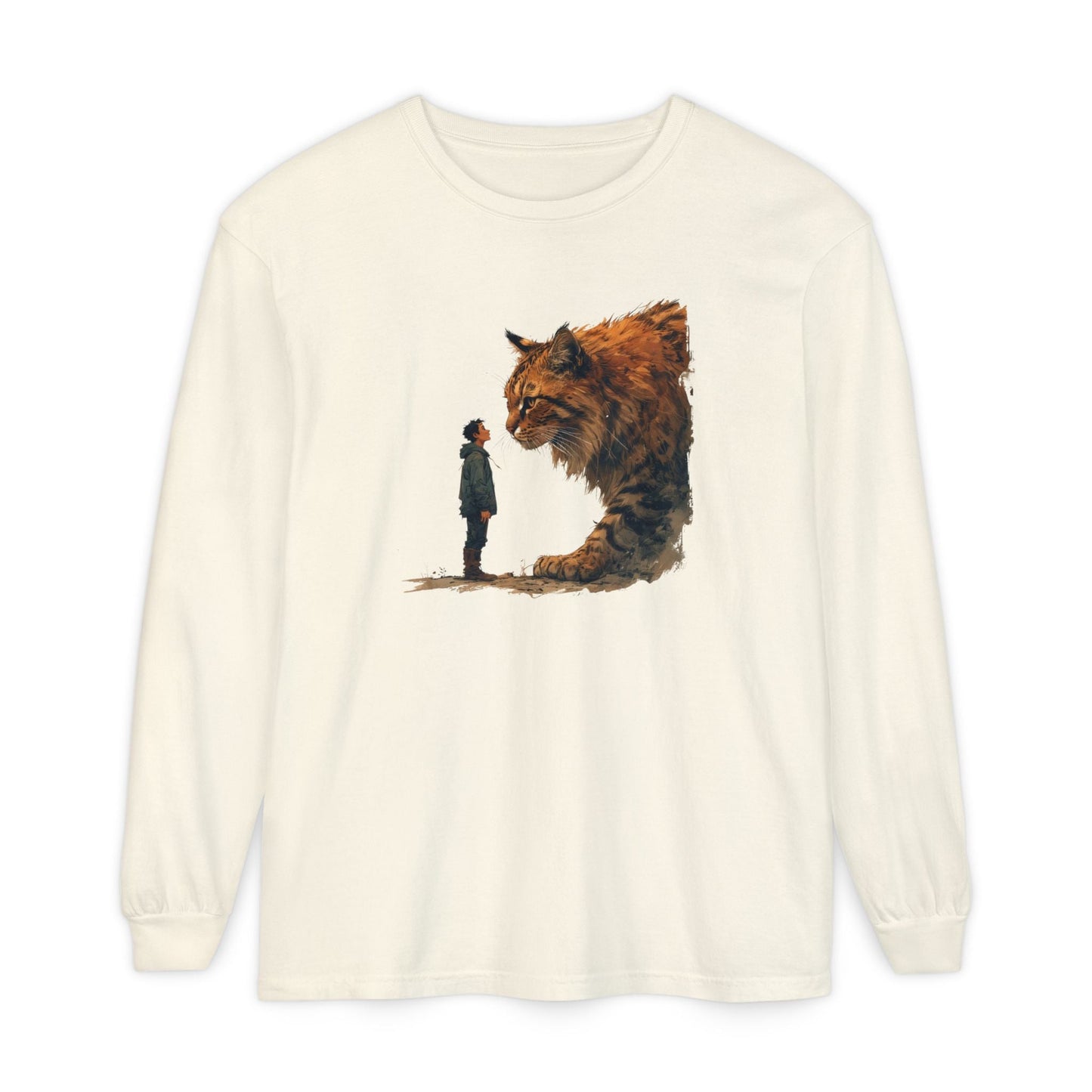 Whimsical Giant Cat Long-Sleeve T-Shirt