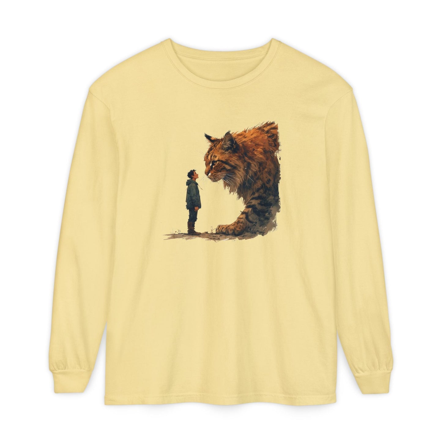 Whimsical Giant Cat Long-Sleeve T-Shirt