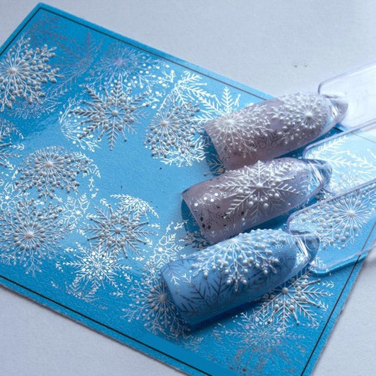 Winter Christmas Acrylic Engraved Nail Sticker Colorful Snow Design Decals Nail Water Slide Decals Nail Art Stickers Decals Christmas Snowflake Bronzing Christmas Slider Nail Art 3D Decals Decoration  Decals Snowflakes Elk Bear Christmas Xmas Stickers