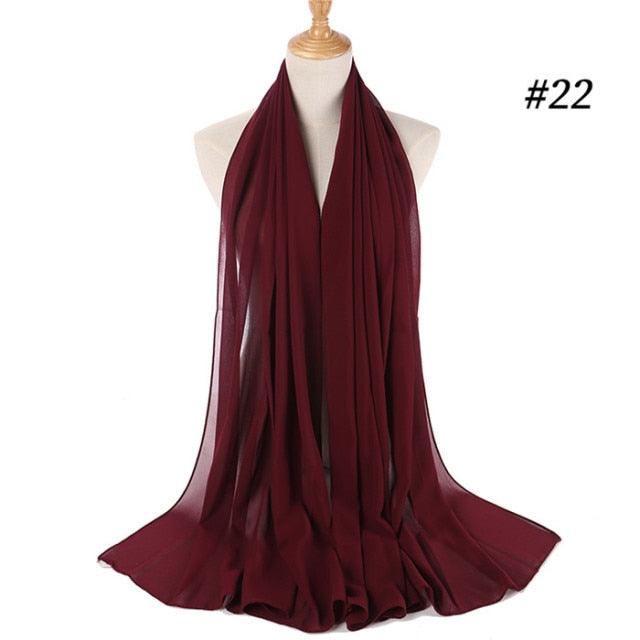Winter Fashion Long Solid Color Soft Muslim Bubble Chiffon Hijab Scarf Shawls Hijab Elegant Scarf Wrap Lightweight Islamic Head Wear Escharpe Shawls Headband Wraps Lightweight Head Scarves Ladies Hijabs For  Women