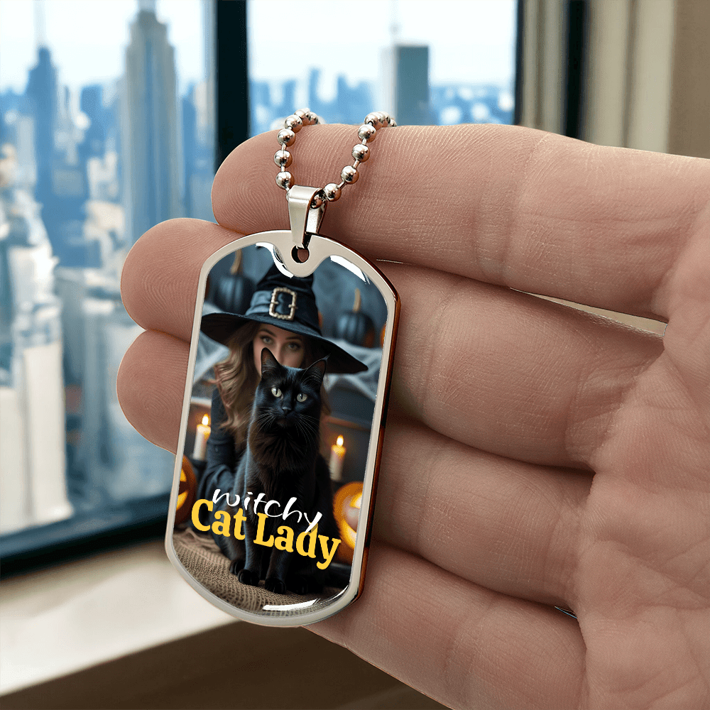 Witchy Cat Lady Pendant Necklace