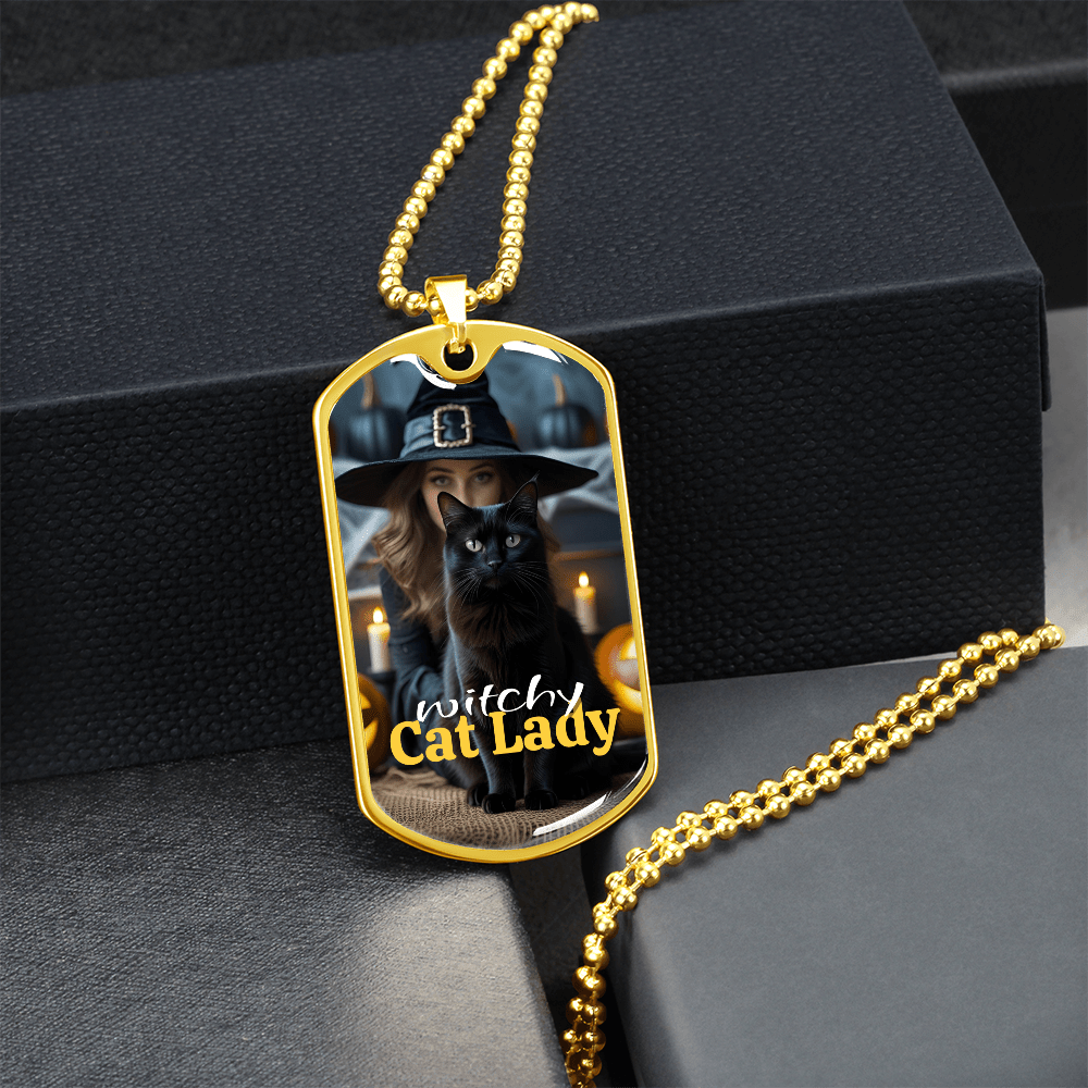 Witchy Cat Lady Pendant Necklace