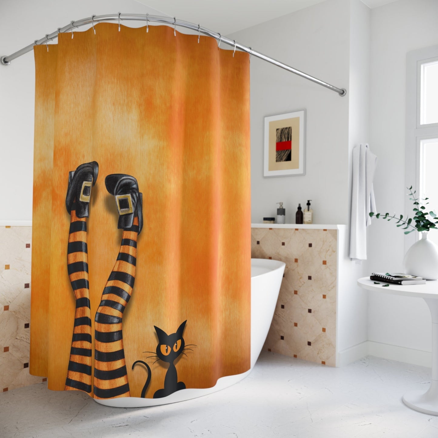 Witchy Cat Lady Legs Shower Curtain