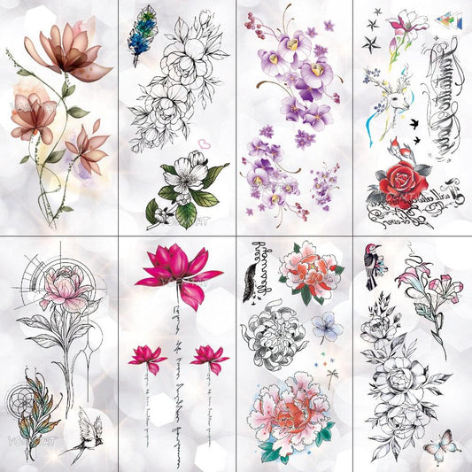 Womans Rose Flower Waterproof Temporary Tattoo Sticker For Arm Body Gorgeous Girls Tattoos