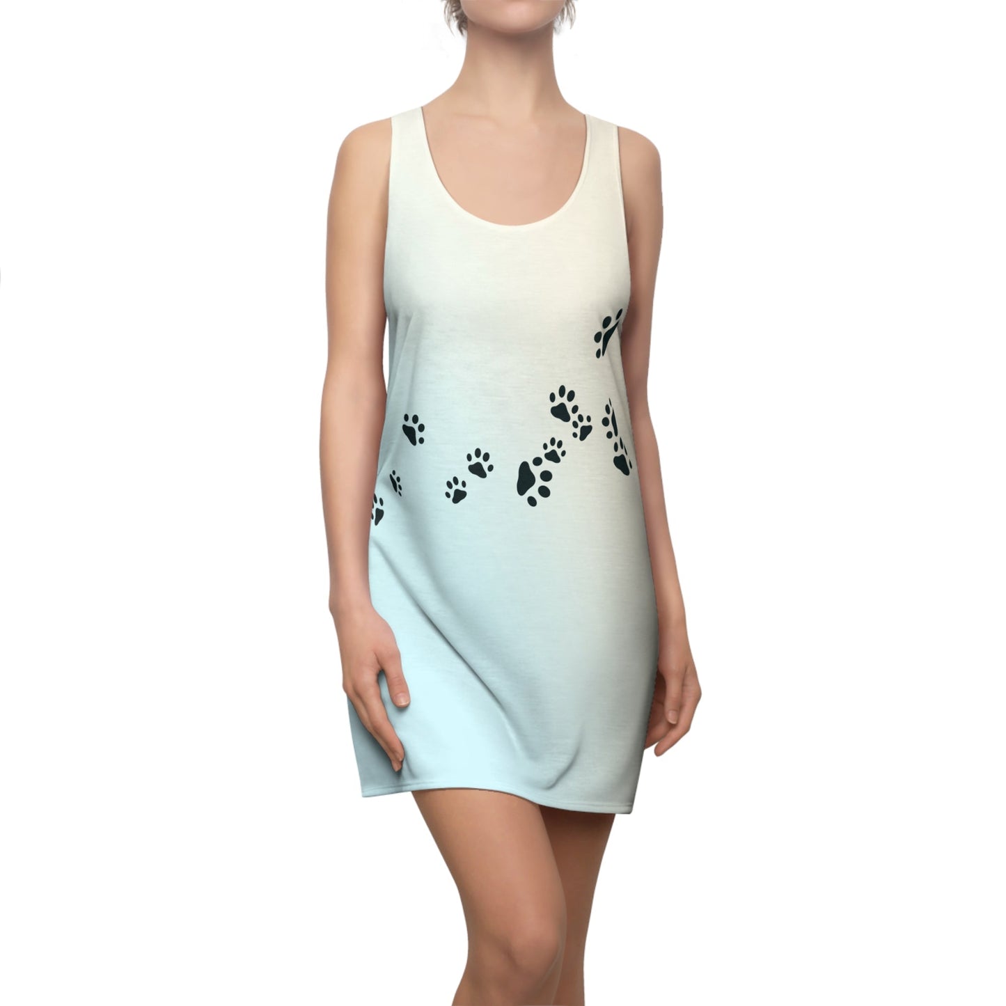 Women's Racerback Dress with Paw Print Design - Casual & Fun Pet Lovers' Apparel