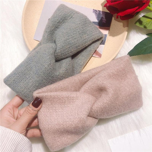 Woolen Cross Cross Top Knot Elastic Hair Bands for Women Soft Solid Color Turban Headbands Women Girls Gorgeous Hair Accessories For Women