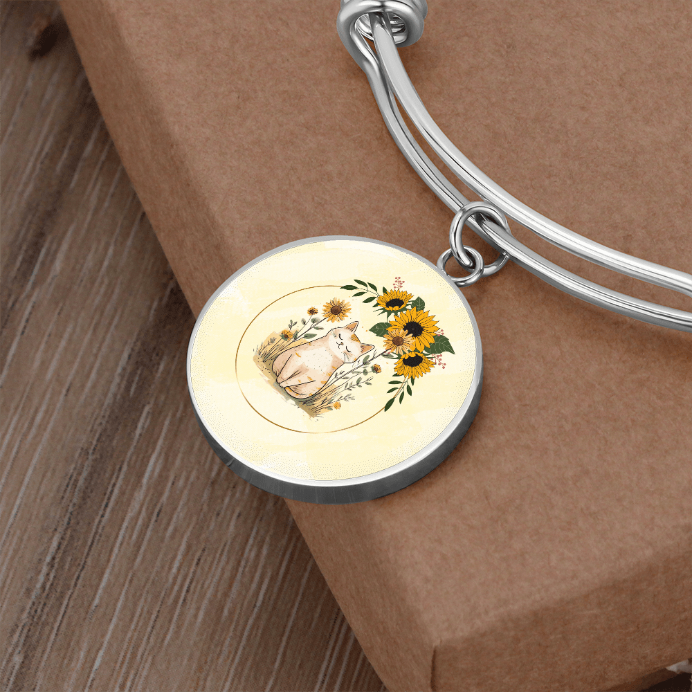 Yellow Sunflower Kitty Pendant Bracelet