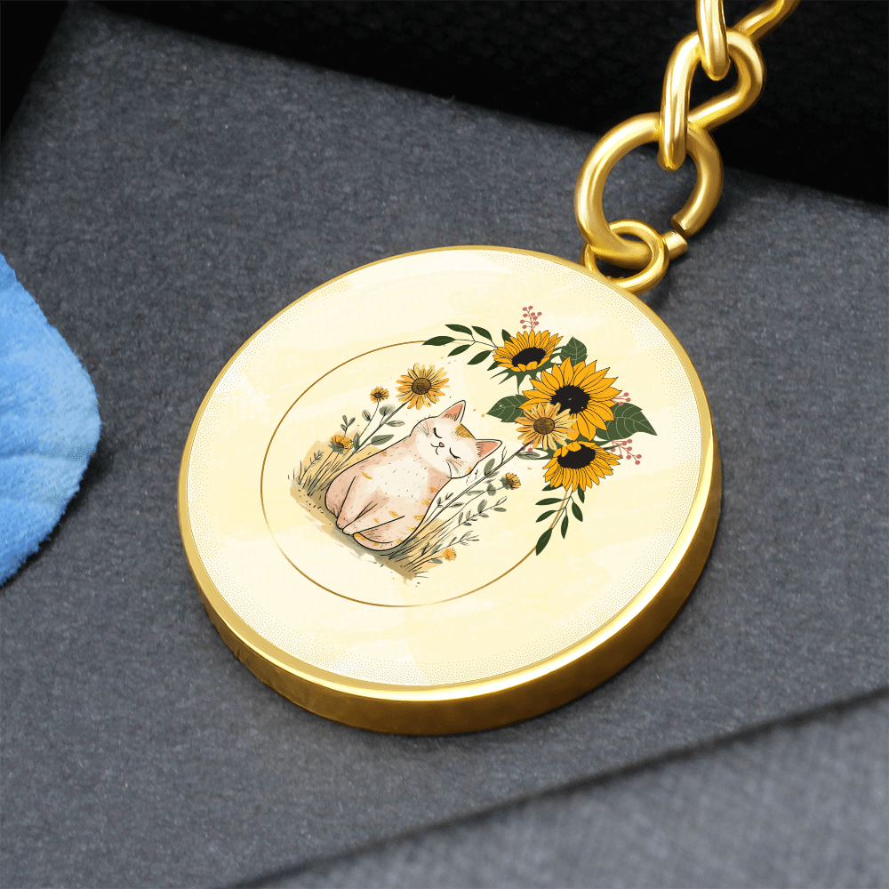 Yellow Sunflower Kitty Keychain