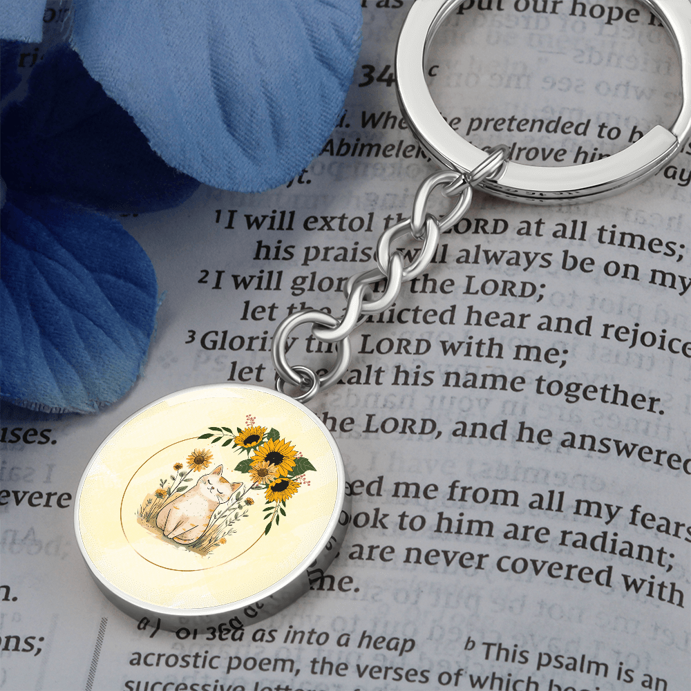 Yellow Sunflower Kitty Keychain