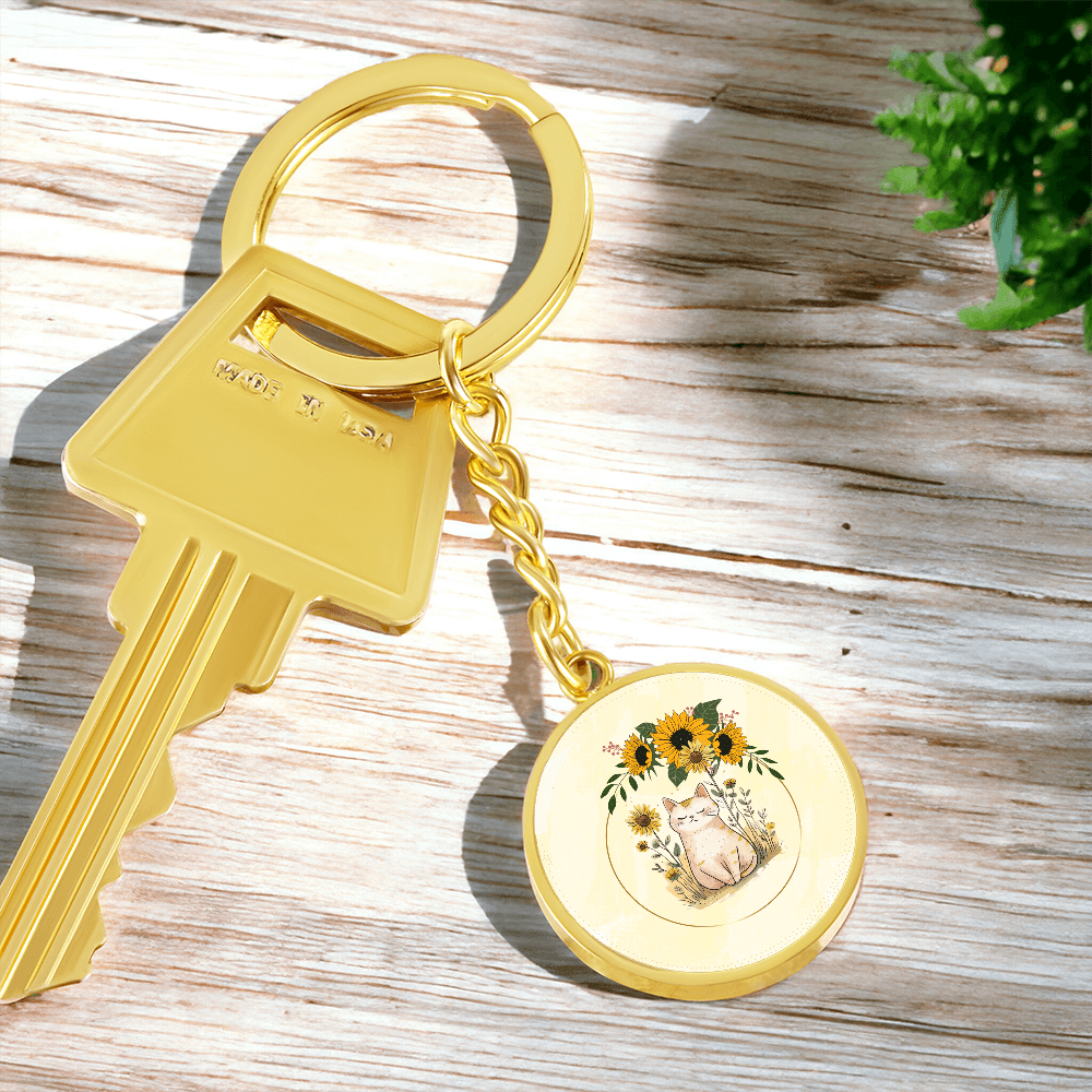 Yellow Sunflower Kitty Keychain
