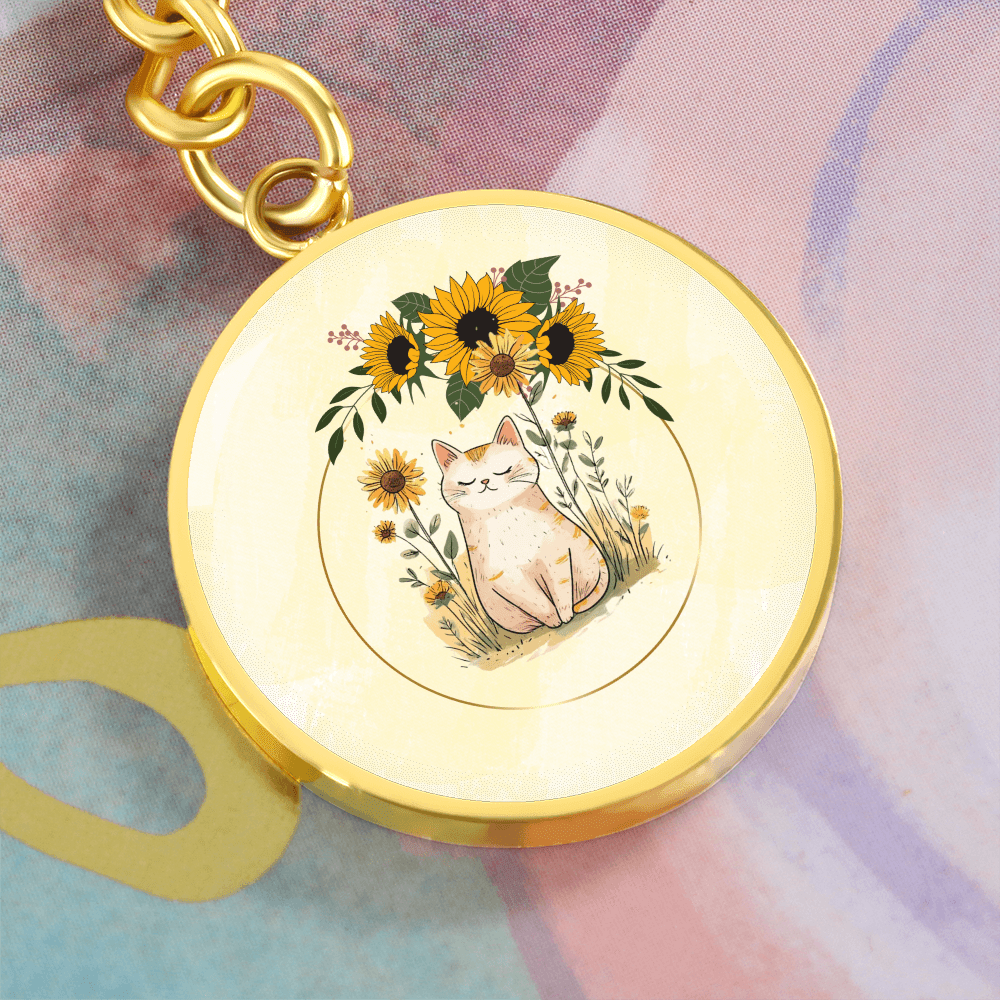 Yellow Sunflower Kitty Keychain