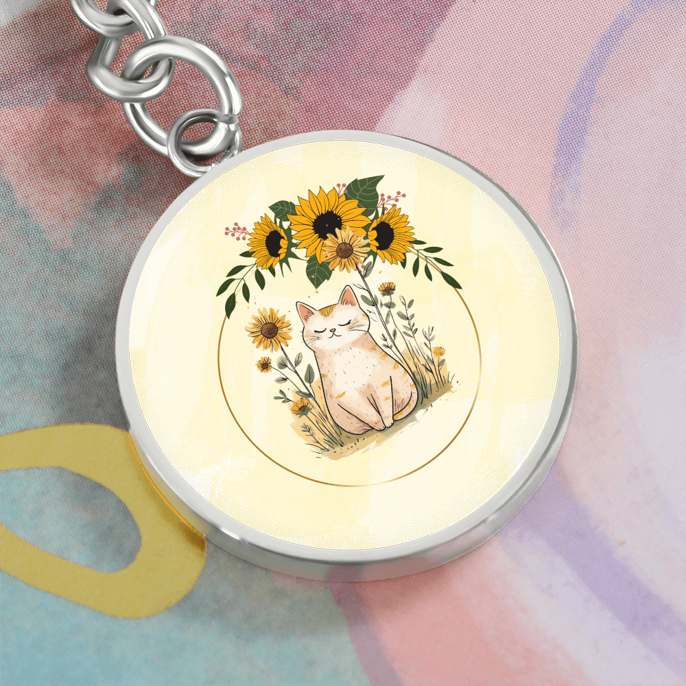 Yellow Sunflower Kitty Keychain