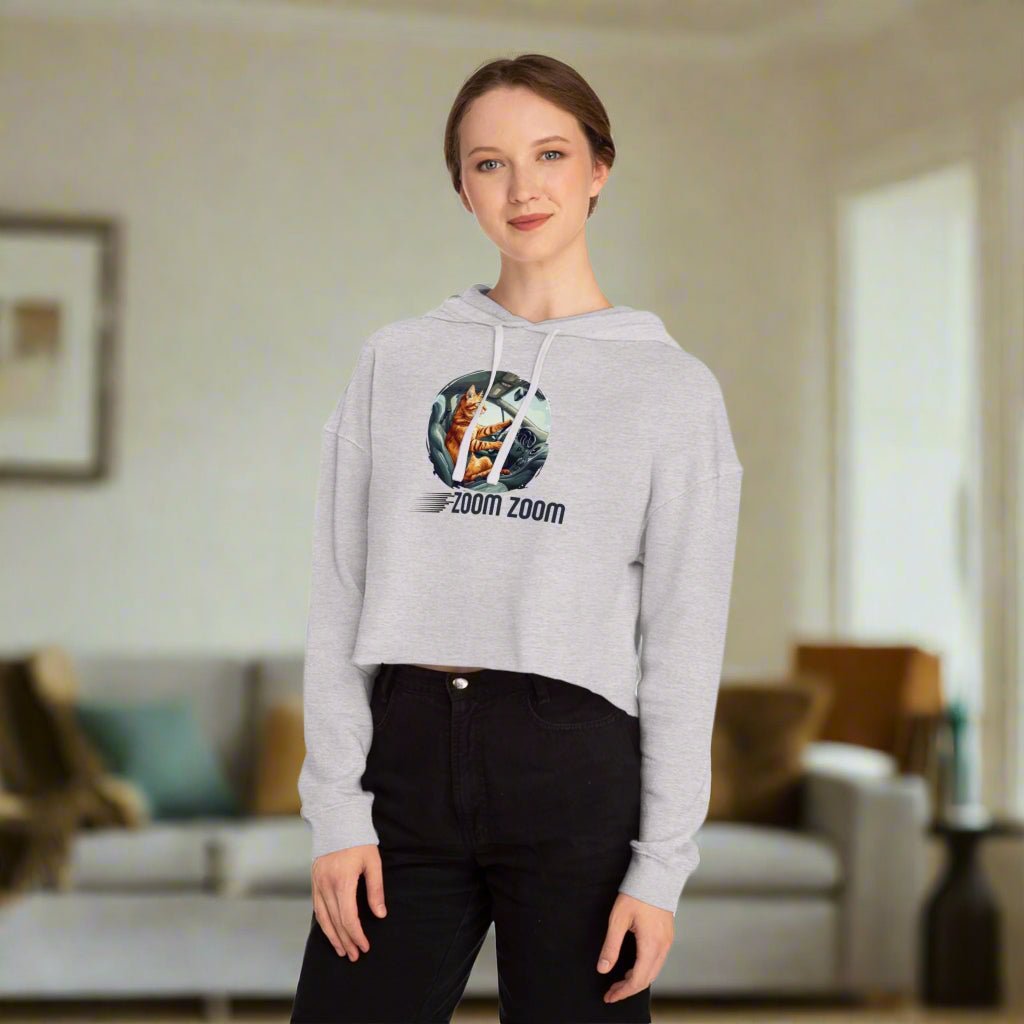Zoom Zoom Zoomie Kitty Cropped Hoodie for Her