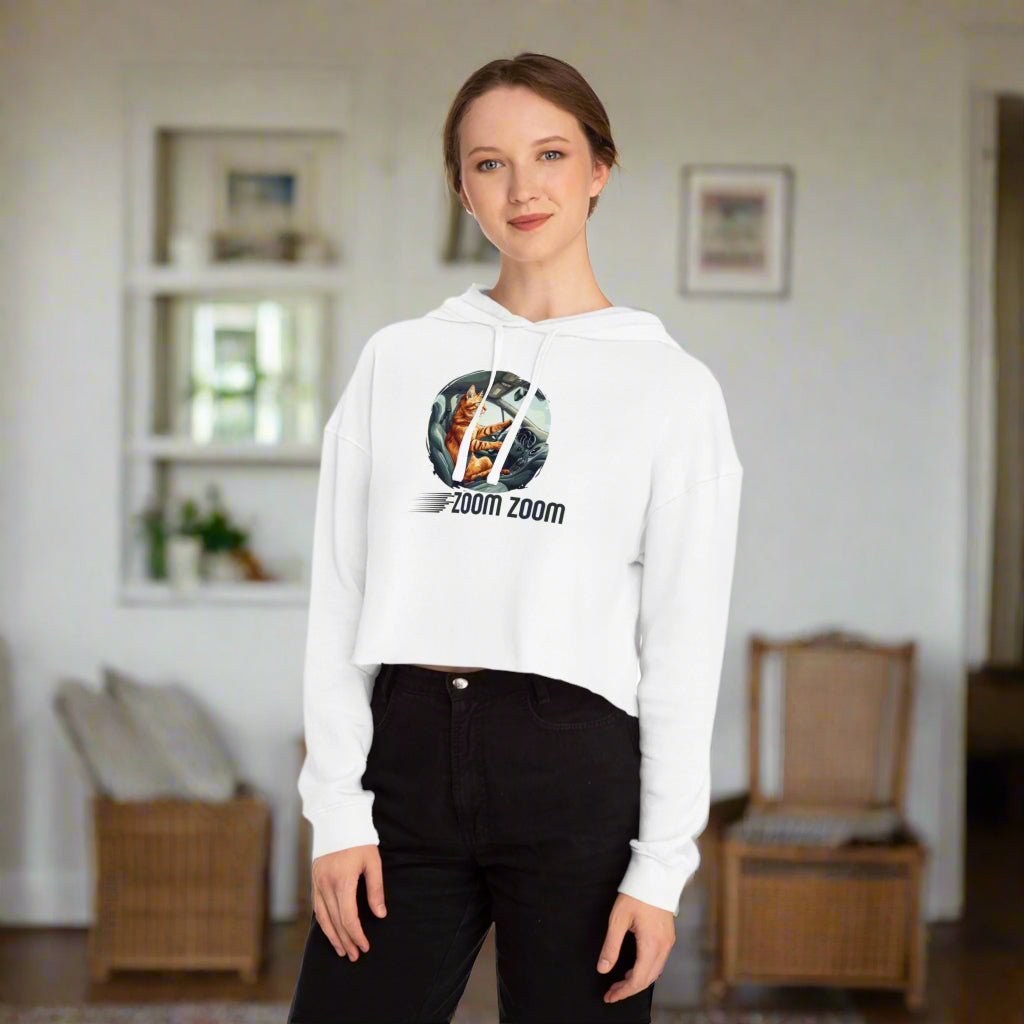 Zoom Zoom Zoomie Kitty Cropped Hoodie for Her