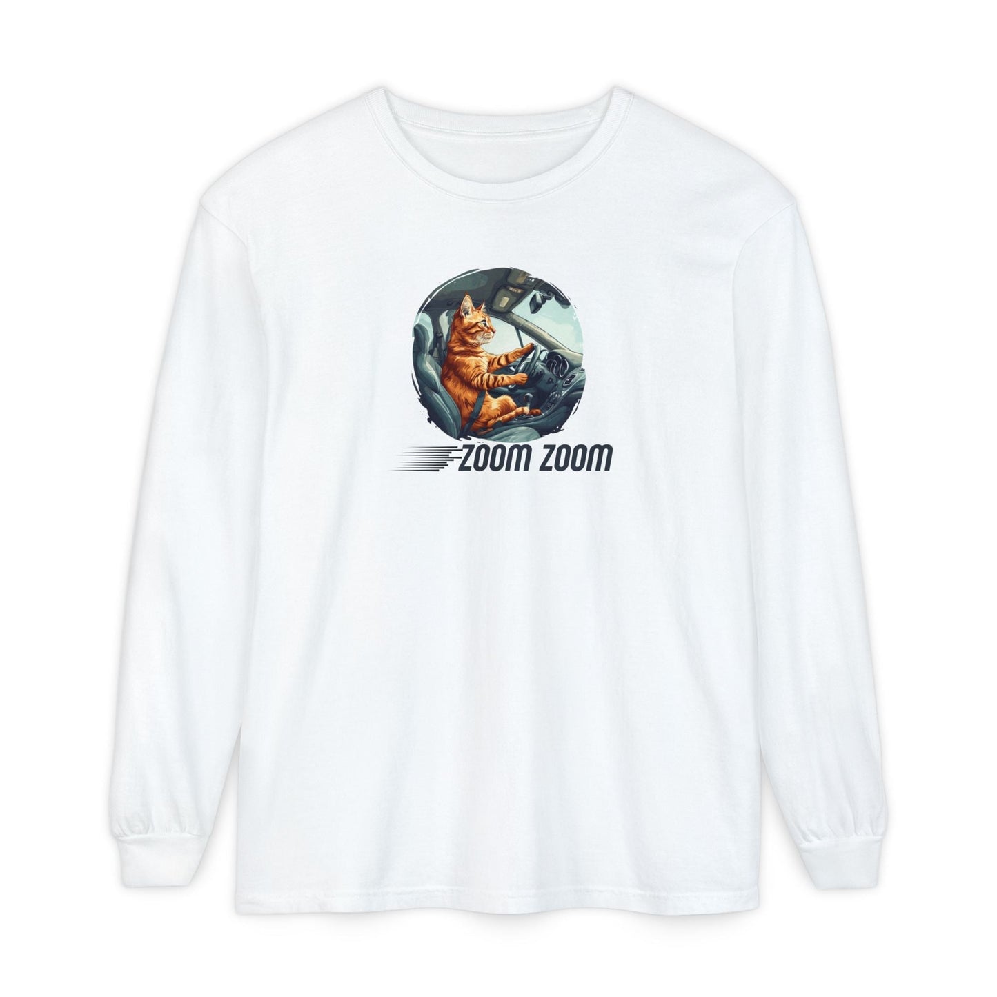 Zoom Zoom Cat Long Sleeve Tee | Funny Driving Cat Shirt